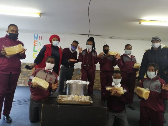 St Pauls pupils recieve their lunch