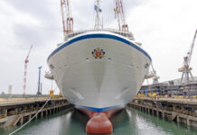 Oceania Cruises Floats Out New Ship Allura at Fincantieri Shipyard in Genoa, Italy